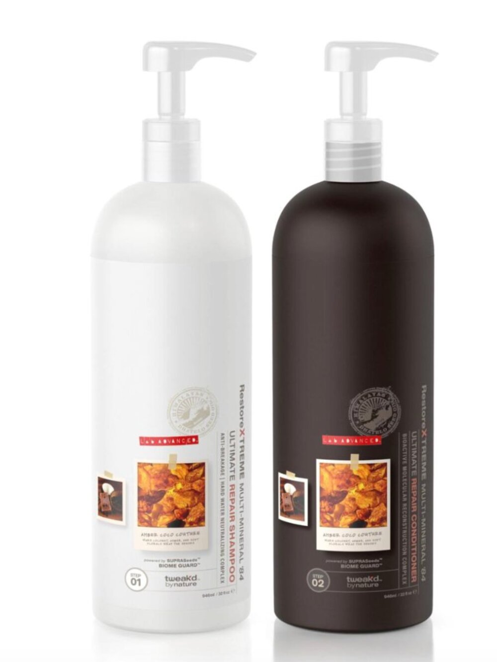 Tweak'd By Nature Shampoo Conditioner Set RestoreXTREME Amber Coco Couture 32 oz